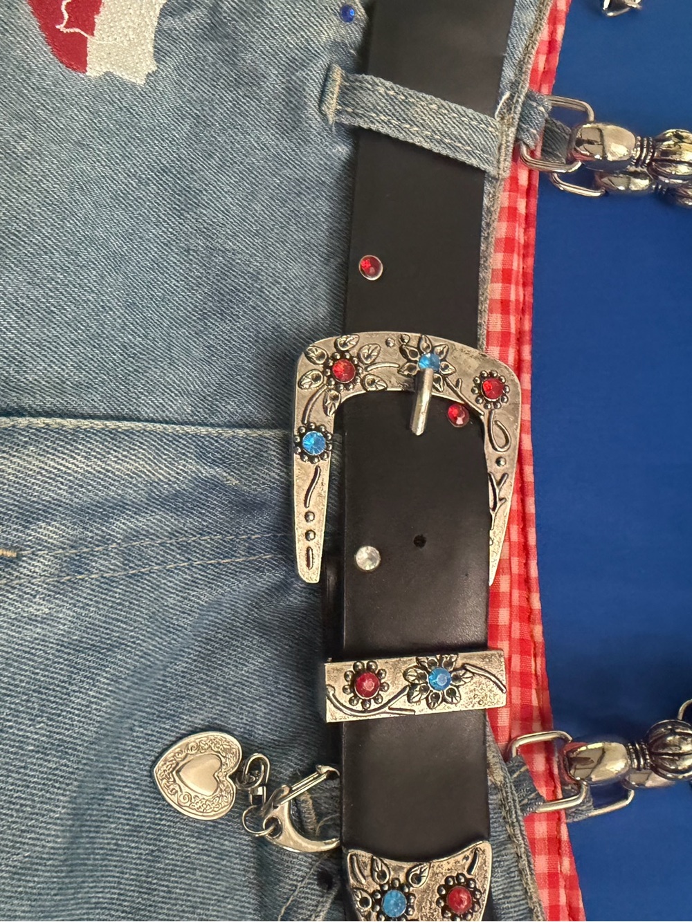 ABJ Jeans Texas Denim Western Shoulder Bag | Beaded Handle | Chain Strap | Embro - Picture 6 of 9